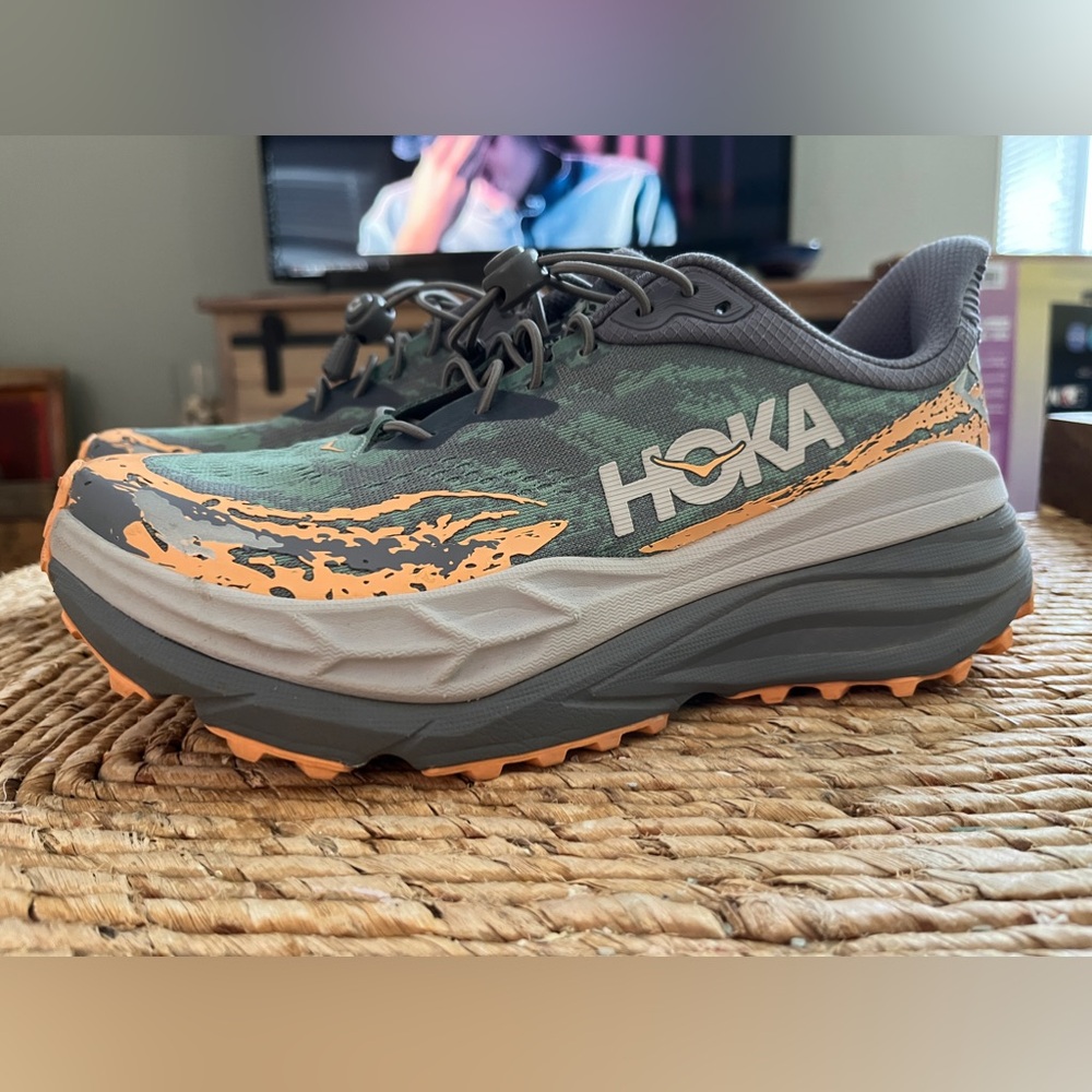 HOKA Stinson 7 running shoes in the Grey Skies/Pale Tangerine , size 9.5 - Picture 9 of 9